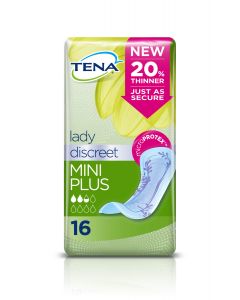 Tena Lady Discreet Mini Plus Incontinence Pads - CASE 10 PACKS 16 (160 Pads)