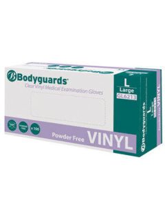 Bodyguards Vinyl Powder Free Clear Gloves (CASE PRICE) CASE 10 x Packs of 100