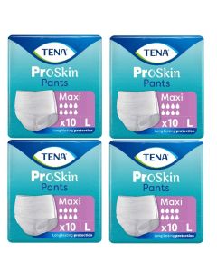 TENA Proskin Pants Maxi - Size Large - 4 x Packs of 10 (40 Pants)
